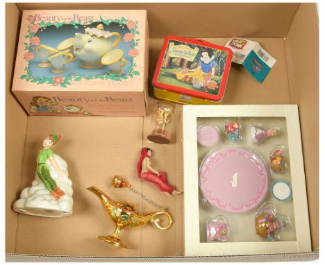 Quantity of Disney related collectables x six: (1) Beauty and the Beast toy china tea set, includes Mrs Pots teapot and Chip 