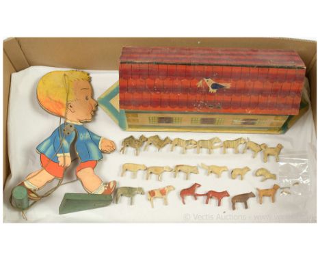 Chad Valley vintage Walk-Away toy, The Nipper of the Daily Mail, Good. Wooden Noah's Ark, Erzebirge wooden animals x nineteen