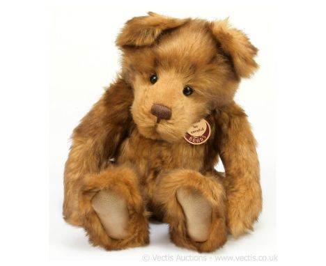 Charlie Bears Oliver glove puppet teddy bear, CB35930, 2006-2008, LE 640, designed by Isabelle Lee and William, golden with b