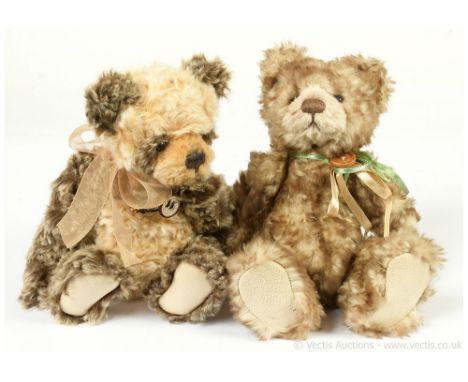 Charlie Bears pair, designed by Isabelle Lee and Charlie: (1) Button teddy bear, CB194513, 2009-2012, LE 3100, cream with bro