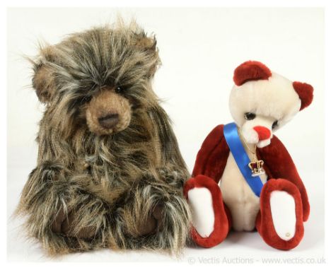 Pair of teddy bears: (1) Charlie Bears 2013 Year Bear Plumo bear ("Plumo" means this bear is part mohair and part plush- the 