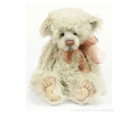 Charlie Bears Isabelle Collection Moonshadow teddy bear, pale grey long pile curly mohair, by Isabelle Lee, SJ 4612, LE 337/5