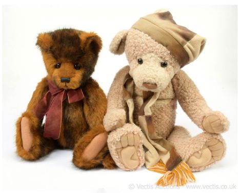 Charlie Bears pair: (1) Figaro teddy bear, CB124976, 2012-2016, LE 2000, designed by Isabelle Lee, light brown and beige curl