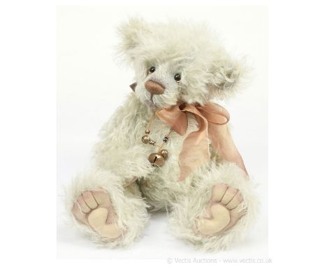 Charlie Bears Isabelle Collection Moonshadow teddy bear, pale grey long pile curly mohair, by Isabelle Lee, SJ 4612, LE 337/5