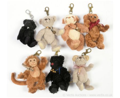 Charlie Bears six miniature Bag Buddies and a keyring, designed by Isabelle Lee: Bag Buddies (1) BiBi teddy bear, CB615012, b