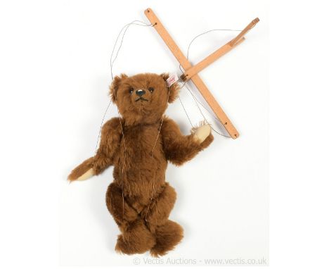 Steiff Bertie The Baby Phantom bear, white tag 667947, limited edition of 1911, dark brown mohair teddy bear puppet on hand h