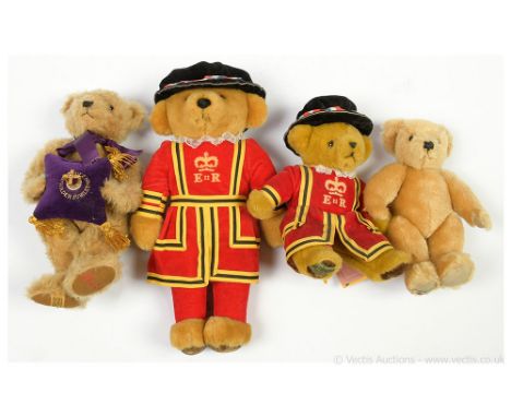 Merrythought collection of four teddy bears: (1) &amp; (2) Beefeater teddy bears, includes smaller one- made exclusively for 