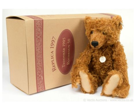 Steiff Teddy Bear Red Brown replica 1905, white tag 404306, LE 6000, chest tag, MISSING certificate, Excellent Plus to Near M