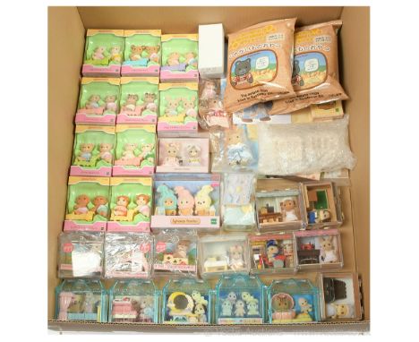 Quantity of Epoch Japanese Sylvanian Families baby figure sets x twenty six, includes Twin packs x ten, Baby Carry Cases x fo