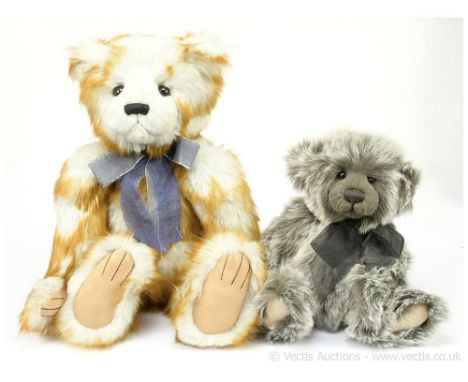 Charlie Bears pair: (1) Watchover, CB150007O, 2015, LE 1700, designed by Heather Lyell, grey, black tip and cinnamon plush, 1