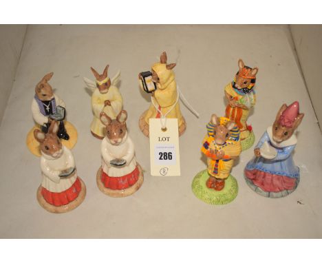 A collection of eight modern Bunnykins ceramic figures, various.