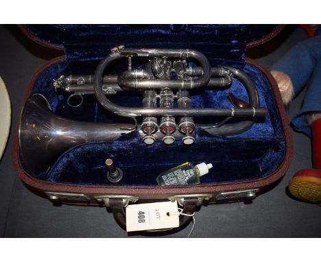 A Chinese Lark cornet, M4046, in electroplated finish, in fitted case.