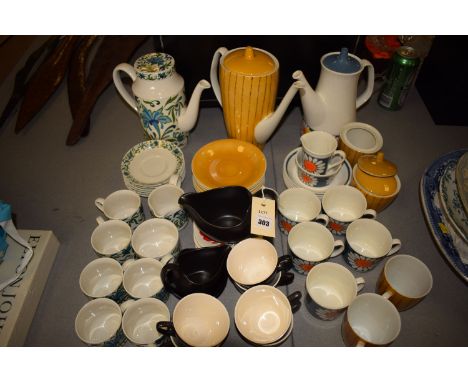 A mid 20th Century Mid Winter pattern fifteen-piece coffee set 'Spanish Garden' pattern; a daisy pattern part coffee set by T