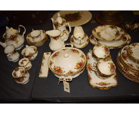 A Royal Albert 'Old Country Roses' pattern part tea, dinner and dessert service, approximately six place settings, tea and co