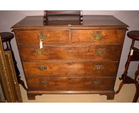 An 18th Century chest of two short and three long drawers, raised on bracket feet, 45in. wide.