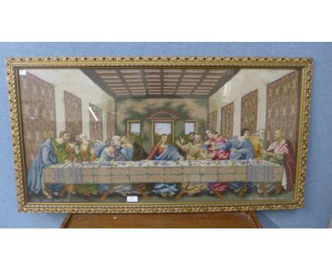 A framed tapestry, The Last Supper 