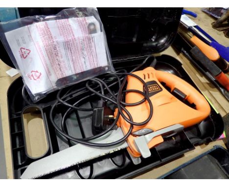 Black and Decker Skorpion saw in hard case. All electrical items in this lot have been PAT tested for safety and have passed.