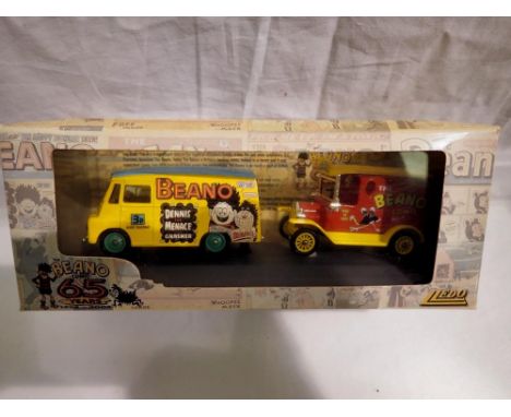 Two Lledo cars to celebrate 65 years of Beano comics, boxed. UK P&amp;P Group 1 (£16+VAT for the first lot and £2+VAT for sub