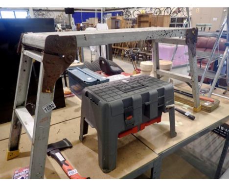 Aluminium ladder platform with storage step. Not available for in-house P&amp;P. 
