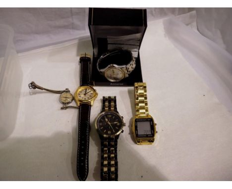 Four gents wristwatches including Accurist. UK P&amp;P Group 1 (£16+VAT for the first lot and £2+VAT for subsequent lots) 