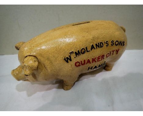 Cast iron William Molands and Sons piggy bank, W: 20 cm. UK P&amp;P Group 1 (£16+VAT for the first lot and £2+VAT for subsequ