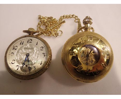 Greenwich pocket watch Co gold plated pocket watch, boxed. Working at lotting up and another. UK P&amp;P Group 1 (£16+VAT for