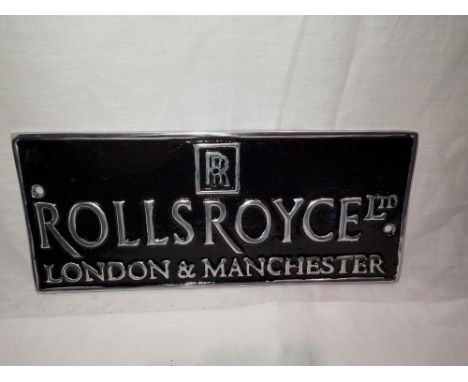 Aluminium Rolls Royce plaque, W: 25cm. UK P&amp;P Group 1 (£16+VAT for the first lot and £2+VAT for subsequent lots) 