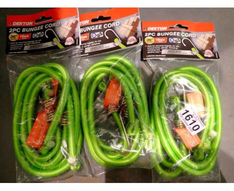 Three packets of new bungee cords. UK P&amp;P Group 1 (£16+VAT for the first lot and £2+VAT for subsequent lots) 