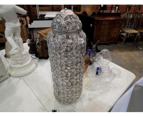 Unusual lamp with floral design, H: 75 cm. All electrical items in this lot have been PAT tested for safety and have passed. 