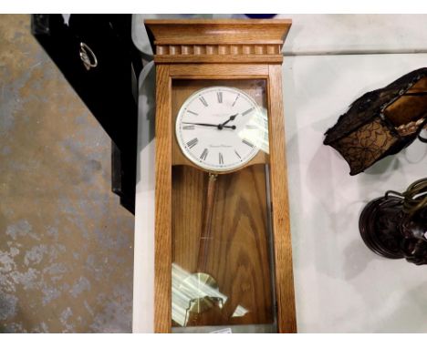 Oak cased London Clock Company wall clock. Not available for in-house P&amp;P 