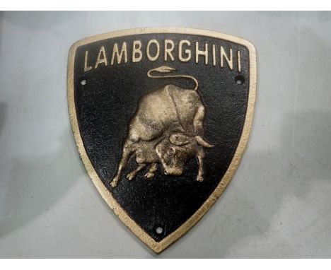Cast iron Lamborghini plaque 15cmw. UK P&amp;P Group 1 (£16+VAT for the first lot and £2+VAT for subsequent lots) 