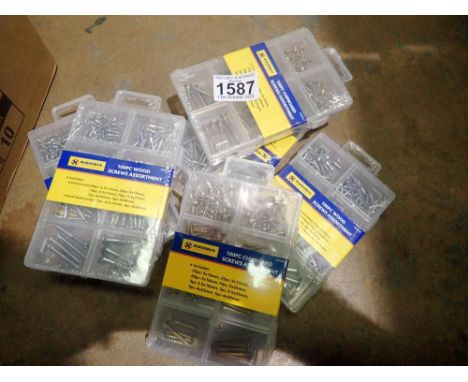 Five boxes of approximately 100 new unused screws. UK P&amp;P Group 1 (£16+VAT for the first lot and £2+VAT for subsequent lo