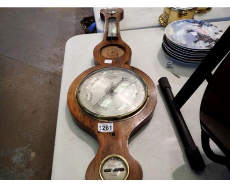 Oak framed barometer/thermometer. Not available for in-house P&amp;P 