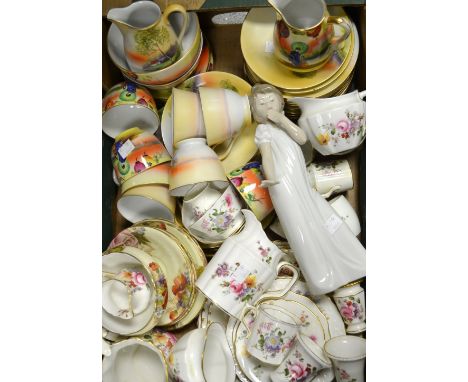 Ceramics -Tableware - a Noritake tea service, River Scene, comprising four cups, saucers and side plates, sugar bowl, c.1930;