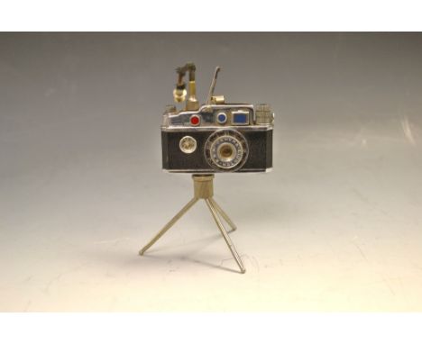 A miniature camera on a tripod lighter