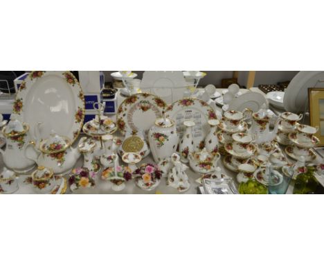 Royal Albert Old Country Roses tea service, coffee pots, meat plate, cake stand, telephone, etc qty