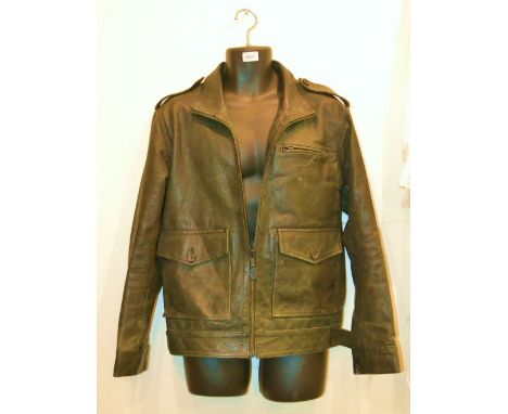  Textiles - A gentleman`s John Rocha black leather jacket, size medium ; a shop male half mannequin ( 2 )