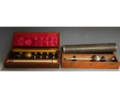 A Sikes Hydrometer, complete with rule, weights, thermometer, cased; two other hydrometers (3)