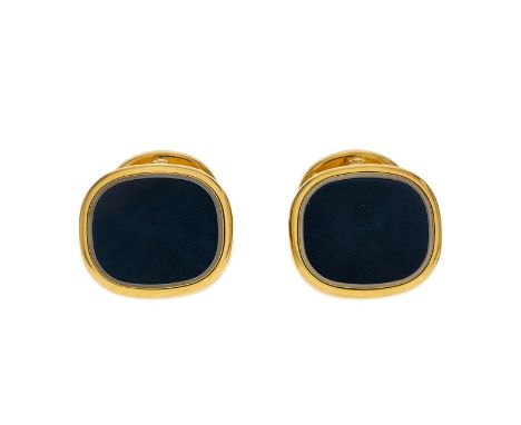 Patek Philippe, Ellipse, paire de boutons de manchette en or et or bleu 750, , Signée, écrin, 16g