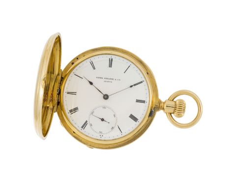 Patek Philippe &Cie, montre de poche savonnette en or 750, Signée sur le cadran et la boîte, n°boîte 38573, circa 1870Mécaniq