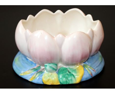 Clarice Cliff Moulded Bowl, Lotus Flower, 9 x 5 Inches 