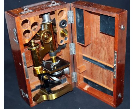 C. Reichert - Polished Brass VIII Bennogasse Monocular Microscope. c.1880 - 1900, Signed on the Foot - C. Reichert and on The