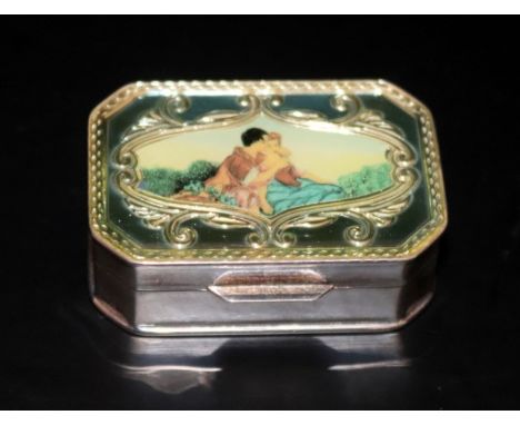 Silver And Enamel Pill Box, Fully Hallmarked, 44 x 29mm