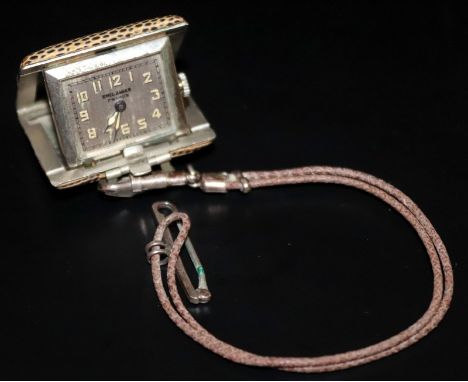 Emil Jager Prague Art Deco Travelling Miniature Clock, Square Silvered Dial With Luminous Arabic Numerals, Manual Wind, Shagr