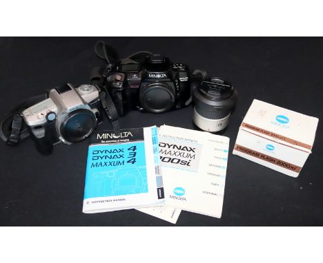 Mixed Lot of Minolta Camera Equipment; To Include Dynax 4 Camera, Dynax 700si Camera, Lens, and Flash. With Manuals. 