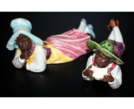 Pair Of Ceramic Figures Depicting Plantation Workers, Marked CY To Underside, Both 3.5 Inches Tall, As Found 