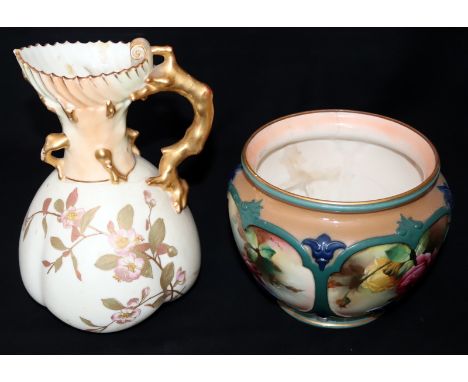 Royal Worcester Floral Jug, Together With A Vase, AF 