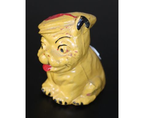 French 1920's Cold Painted Terracotta Fido Character Dog. Height 3.5 Inches