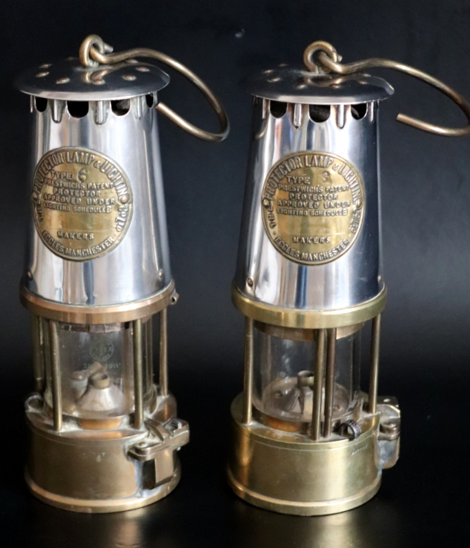 2 Eccles Made Miners Lamps Type 6 Marked The Protector Lamp And ...