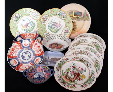 Collection Of Ceramic Plates; Comprising Royal Doulton Sam Weller Plate, 6 Waring And Gillows Plates, Kanimo Blue Holland Bow